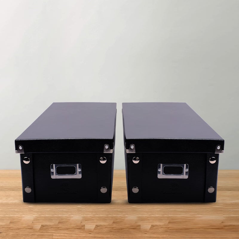 Snap-N-Store DVD Storage Box - 2 Pack - Durable 6 x 8.2 x 16.5 Inch Movie Organizers - Disc Holders with Lids to Store up to 52 DVD Cases - Black. - Image 2